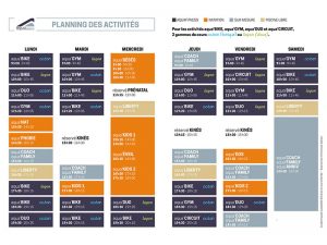 planning activités aquapassion - piscine aquagym - cours bébé nageur
